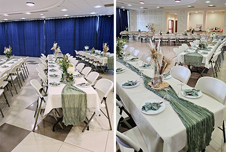 salle des fêtes de Donneville avec la scène au fond
